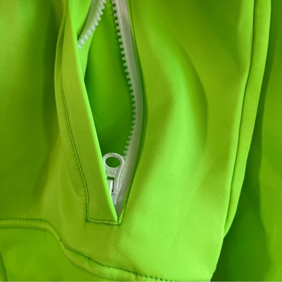 Pam & Gela Jacket; Solid Track Jacket in Lime w/ Black & White Stripes Sz M GUC - Picture 7 of 12